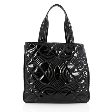 Chanel Expandable CC Shopping Tote Quilted Patent Medium