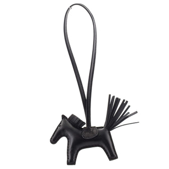 Hermes So Black GriGri Rodeo Touch Bag Charm Leather with Lizard PM