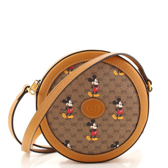 Gucci Disney Mickey Mouse Round Shoulder Bag Printed Mini GG Coated Canvas