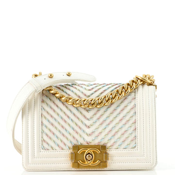 Chanel By The Sea Boy Flap Bag Chevron Embroidered Calfskin Small