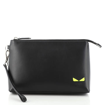 Fendi Monster Eyes Wristlet Pouch Leather Small