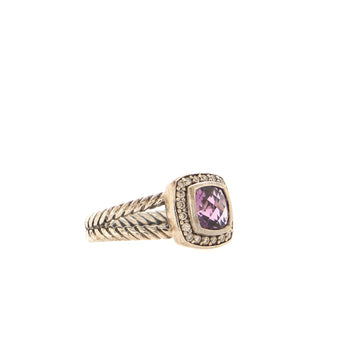 David Yurman Petite Albion Ring Sterling Silver with Amethyst and Diamonds 7mm