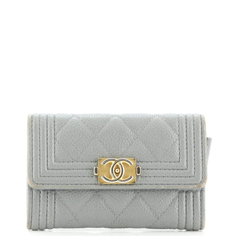 Chanel Boy Flap Card Case Quilted Caviar