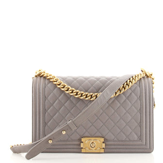 Chanel Boy Flap Bag Quilted Caviar New Medium