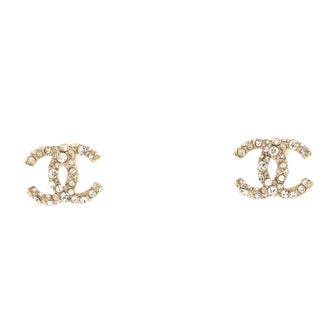 Chanel CC Stud Earrings Metal with Crystals
