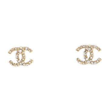 Chanel CC Stud Earrings Metal with Crystals