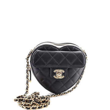 Chanel CC in Love Heart Clutch with Chain Quilted Lambskin