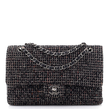Chanel Vintage Classic Double Flap Bag Quilted Tweed Medium