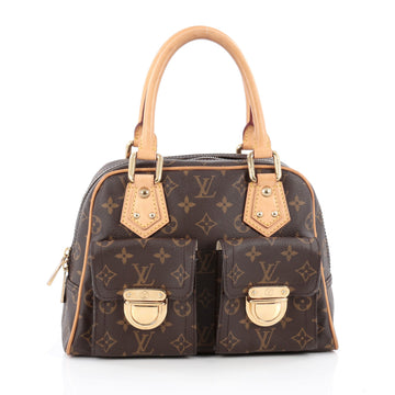 Louis Vuitton Manhattan Handbag Monogram Canvas PM brown