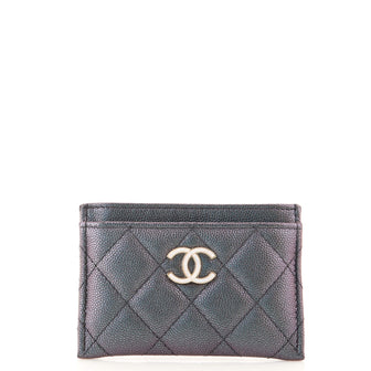 Chanel CC Card Holder Quilted Iridescent Caviar