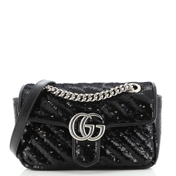 Gucci GG Marmont Flap Bag Diagonal Quilted Sequins Mini