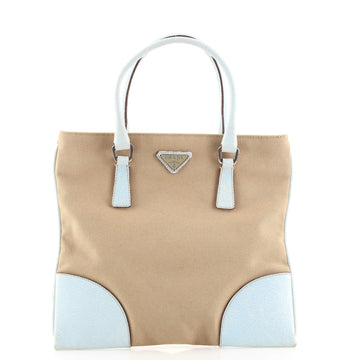 Prada Canapa Open Tote Canvas with Leather Medium
