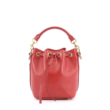 Saint Laurent Emmanuelle Bucket Bag Leather Small Red