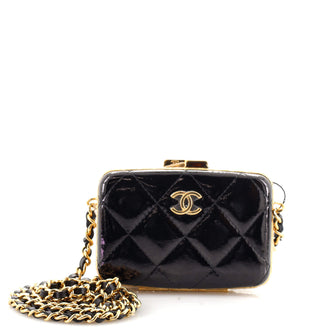 Chanel Box With Chain Quilted Patent Small