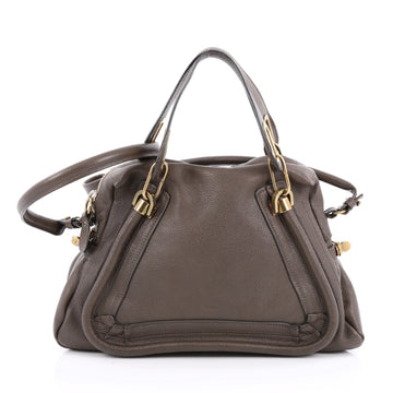 Chloe Paraty Top Handle Bag Leather Medium Gray