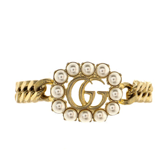 Gucci GG Marmont Chunky Chain Bracelet Metal with Faux Pearls