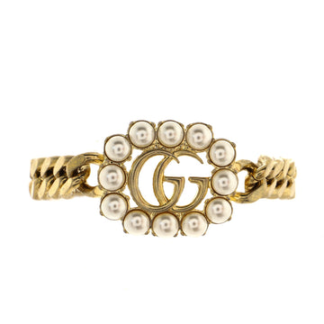 Gucci GG Marmont Chunky Chain Bracelet Metal with Faux Pearls