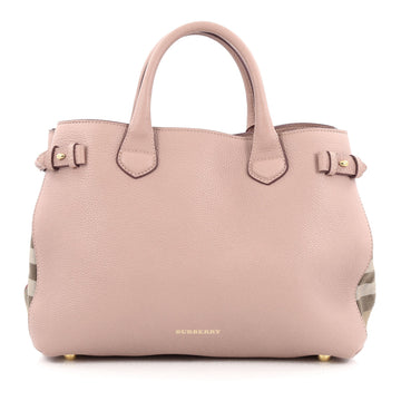Burberry Banner Convertible Tote Leather and House Check Canvas Medium Pink