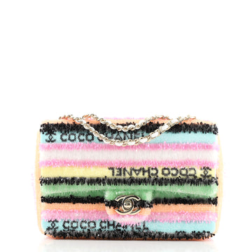 Chanel CC Flap Bag Striped Multicolor Sequins Mini