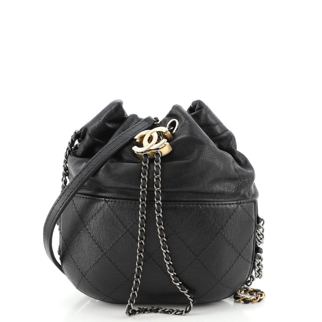 Chanel Gabrielle Drawstring Bag Quilted Calfskin Small Black 1562751
