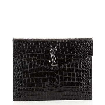 Saint Laurent Uptown Pouch Crocodile Embossed Leather Baby