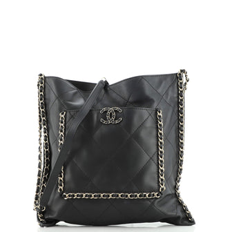 Chanel Flat Shopping Bag Quilted Calfskin Medium