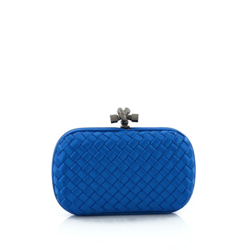 Bottega Veneta Box Knot Clutch Intrecciato Satin Small blue