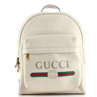 Gucci Logo Front Pocket Backpack Printed Leather