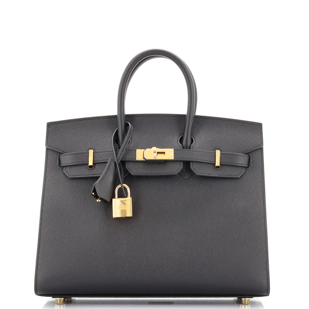 Hermes Birkin Sellier Bag Black Epsom with Gold Hardware 25 Black