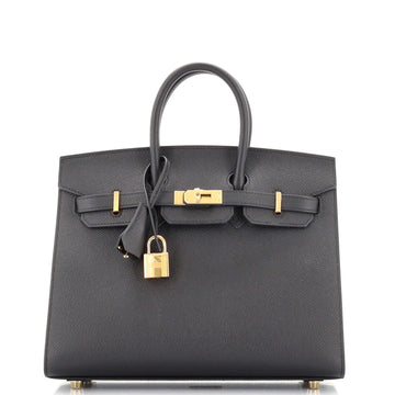 Hermes Birkin Sellier Bag Black Epsom with Gold Hardware 25