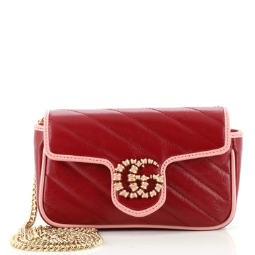 Gucci GG Marmont Flap Bag Diagonal Quilted Leather Super Mini