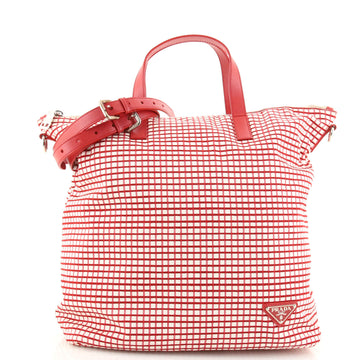 Prada Convertible Zip Tote Printed Canvas Medium
