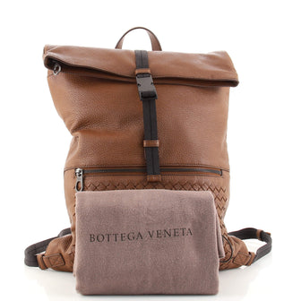Bottega Veneta Fold Over Buckle Backpack Intrecciato Nappa Large