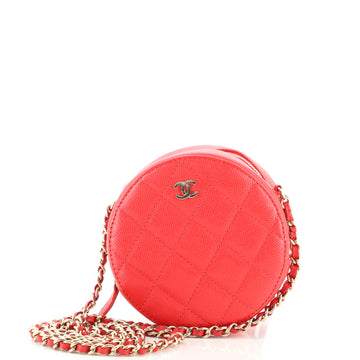 Chanel Round Clutch with Chain Quilted Caviar Mini