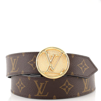 Louis Vuitton LV Circle Reversible Belt Textured Metal and Monogram Canvas Wide