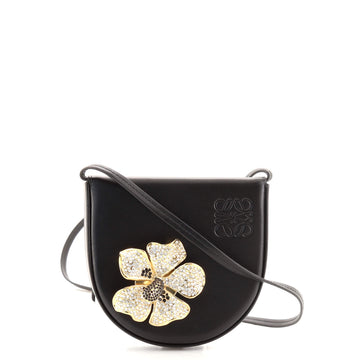 Loewe Floral Heel Crossbody Bag Leather with Crystal Embellished Metal