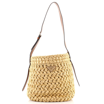 Prada Bucket Bag Crochet Raffia with Leather