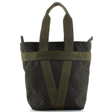 Bottega Veneta Zipped Tote Rubber Intrecciato with Canvas Tall