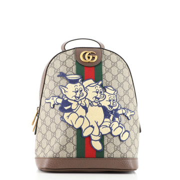 Gucci Disney Three Little Pigs Ophidia Backpack GG Coated Canvas with Applique Small