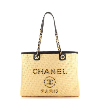 Chanel Deauville Tote Straw with Chain Detail Small