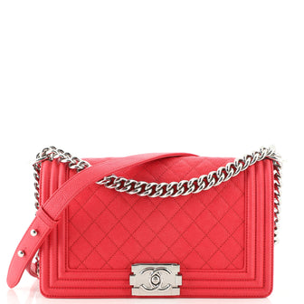 Chanel Boy Flap Bag Quilted Caviar Old Medium