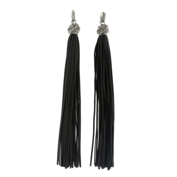 Saint Laurent LouLou Tassel Drop Clip-On Earrings Metal and Leather