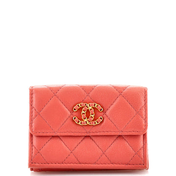 Chanel 19 Trifold Flap Wallet Quilted Lambskin Small