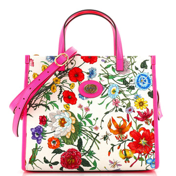 Gucci Convertible Open Tote Flora Canvas Small
