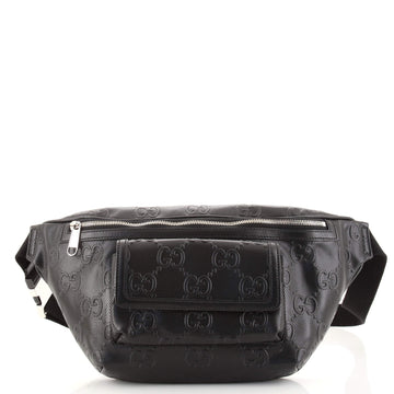 Gucci Front Pocket Belt Bag GG Embossed Perforated Leather