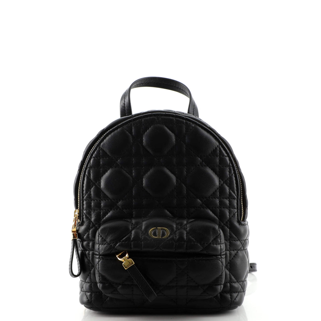 dior mini backpack Christian Dior Dioramour Backpack Cannage Quilt Lambskin Mini Black 156356321