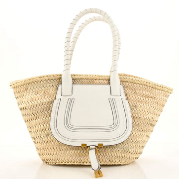 Chloe Marcie Basket Bag Raffia and Leather Medium