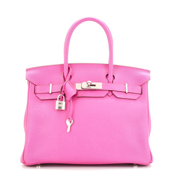 Hermes Birkin Handbag Pink Clemence with Palladium Hardware 30