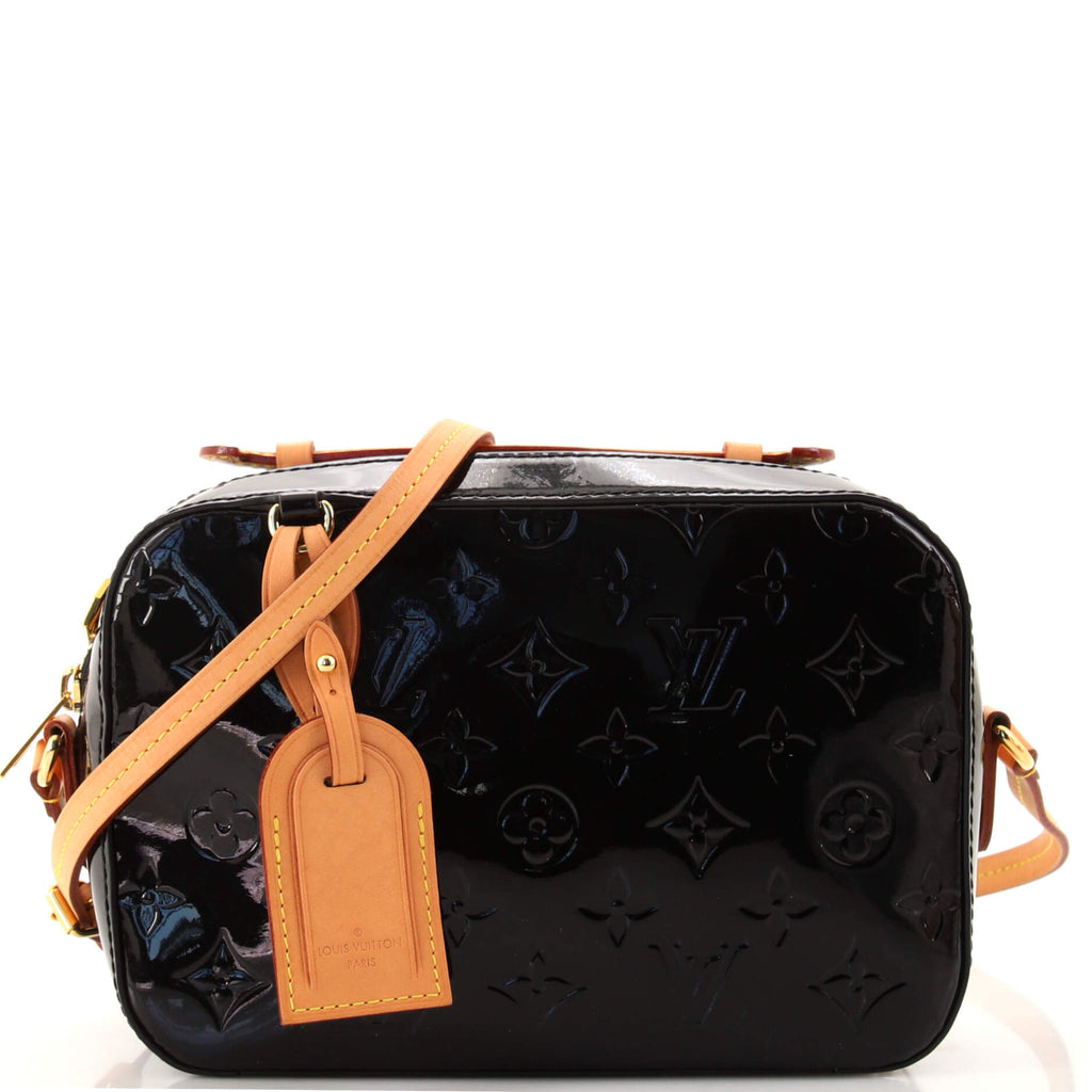 Louis Vuitton black and pink vernis crossbody with bag charm and dust bag