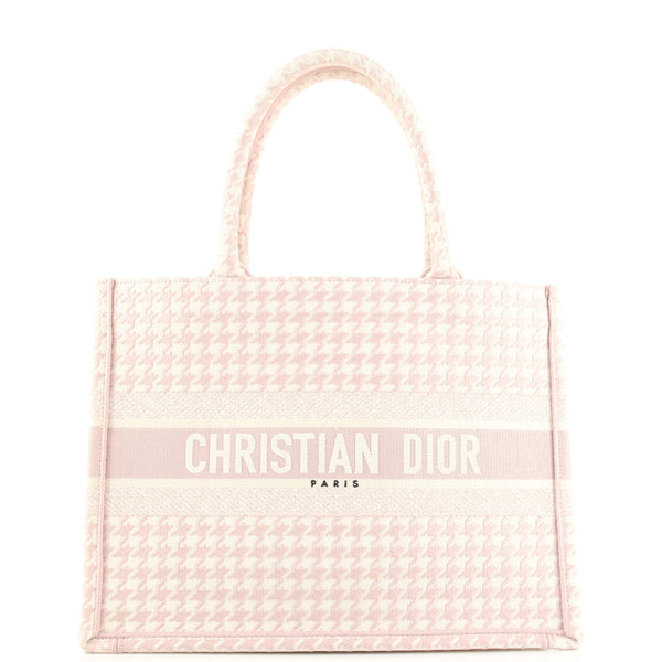 Christian Dior Book Tote Houndstooth Canvas Small Pink 1563567